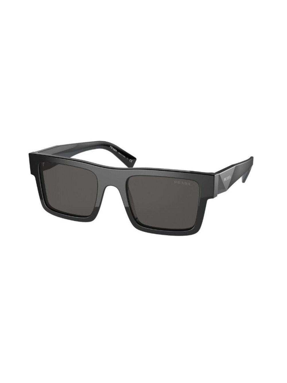 New Prada Men's Sunglasses Black Square Grey Lens Injected Frame PR 19WS 1AB5S0